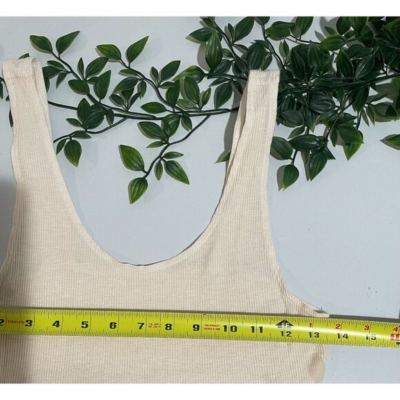 American Eagle Cream Tiered Tank Top With Scoop Neck & Flowy Hemline - Picture 7 of 7